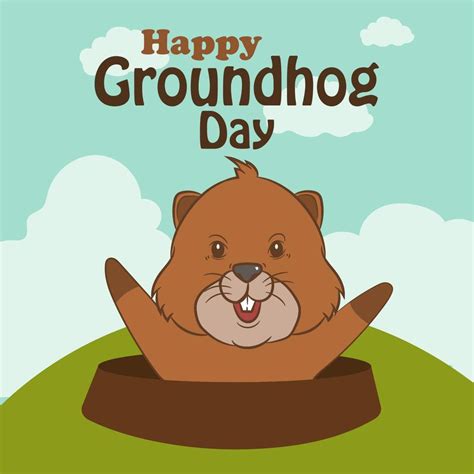 Happy Groundhog Day Vector Illustrations Of Cute And Funny Groundhogs 17215692 Vector Art At