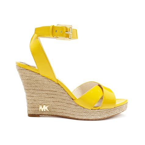 Lyst Michael Kors Kami Platform Wedge Sandals In Yellow