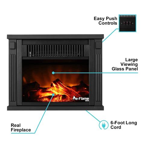 13 Compact Faux Wood Encased Portable Electric Fireplace Heater Dark