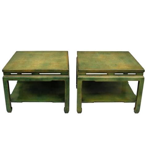 Submitted 5 years ago by rule17. Pair of 1950 Square Green Lacquered Coffee Tables at 1stdibs