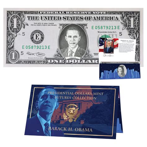 Barack Obama Dollar Bill W Official Currency Card Real Usd Etsy