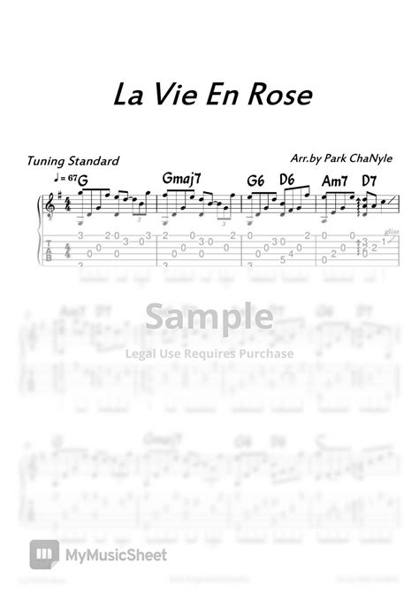 Louiguy La Vie En Rose Fingerstyle Guitar Tab 1staff By Park Chanyle