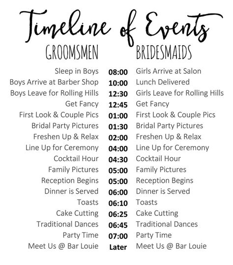Editable Wedding Timeline Edit In Word Cute Wedding Day Etsy