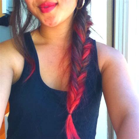 Red Dip Dyed Fish Tail Braid Fish Tail Braid Gorgeous Hair Hair Beauty