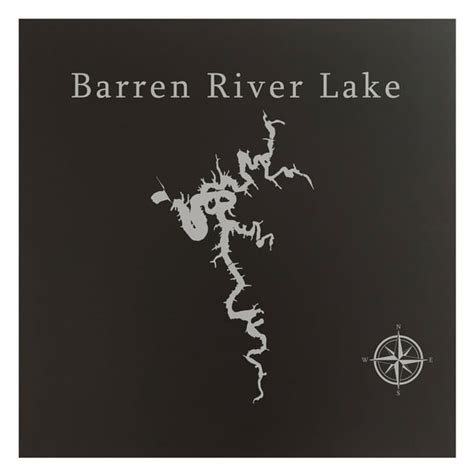 Barren River Lake Map 12x12 Black Metal Wall Art Office Decor T
