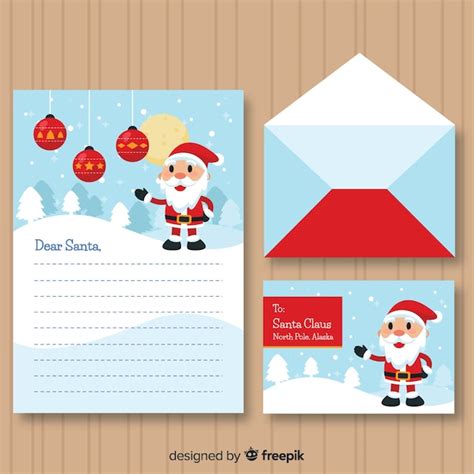 Diseño De Sobre Y Carta De Navidad Vector Gratis