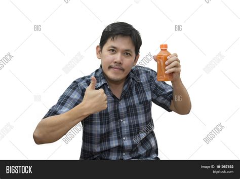 Asian Man Holding Glass Carrot Image And Photo Bigstock