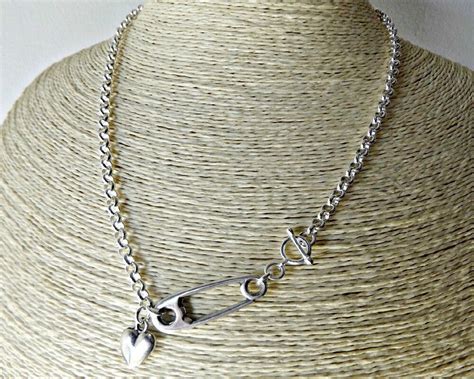 Safety Pin Necklace Silver Necklace Safety Pin Jewelry Etsy