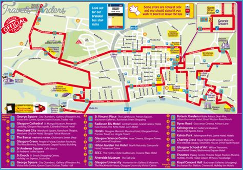Glasgow Hop On Hop Off Bus Tour Map Travelsfinderscom