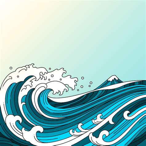 Premium Vector Great Oriental Wave Ocean Vector Illustration