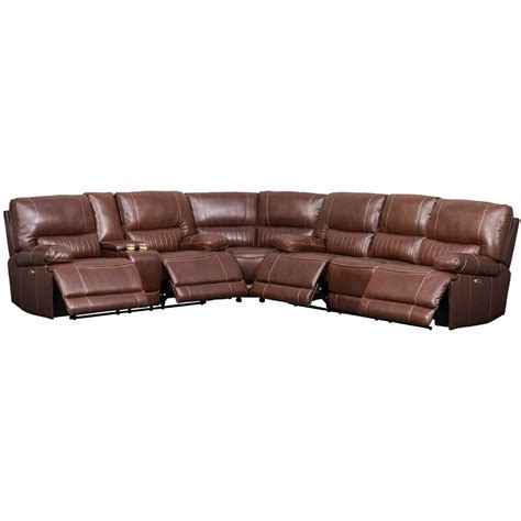 3pc Brown Leather Power Reclining Sectional 1510prs Prl W 4010