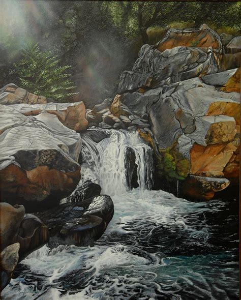 Tuolumne River Waterfall Painting By Jerry Graham Fine Art America