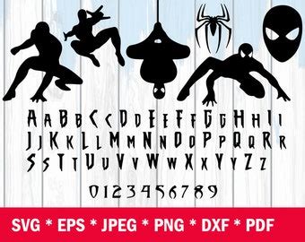 spiderman SVG font, Spiderman SVG alphabet letters, spiderman SVG files