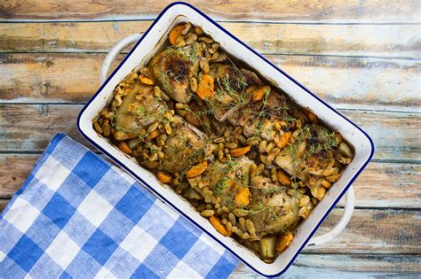 The salsa verde in this recipe adds freshness and colour as well as flavour. Chicken with Cannellini Beans and Thyme - Love Food Nourish