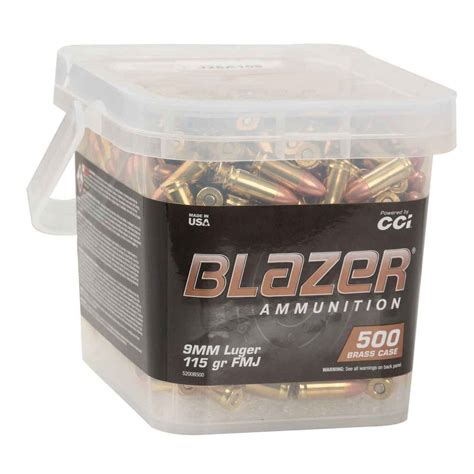 Cci Blazer Brass 9mm Luger 115gr Fmj Handgun Ammo 500 Rounds