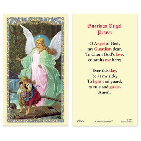 Guardian Angel Laminated Holy Card 25pk