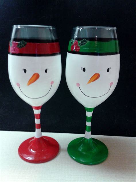 Snowman Painted Wine Glasses Christmas Wine Glasses Diy Wine Glasses Painted Wine Bottles