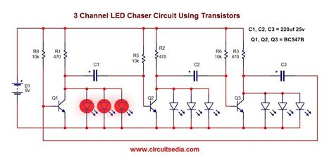 Led Chaser Led Flasher Circuitblinking Led Circuit Diagrm Using