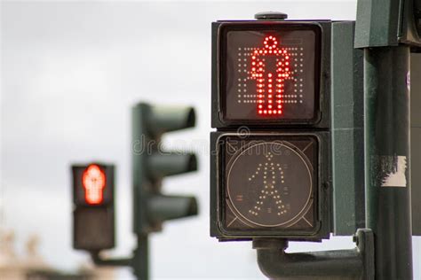 Red Traffic Light For Pedestrian Crossing Stock Image Image Of