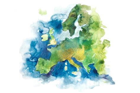 Premium Photo Map Of Europe Painted In Watercolor