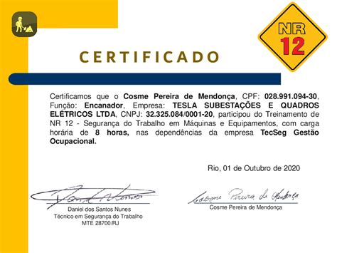 Total 110 Imagem Modelo Certificado Nr 12 Vn