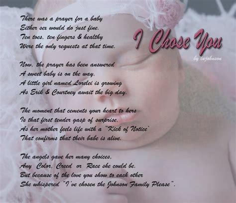 Items Similar To Baby Poem I Chose You Beautiful Baby T