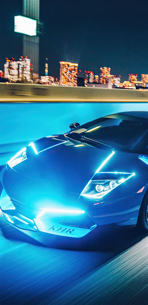 1440x2960 Lamborghini Murcielago Neon Lights 4k Samsung Galaxy Note 98