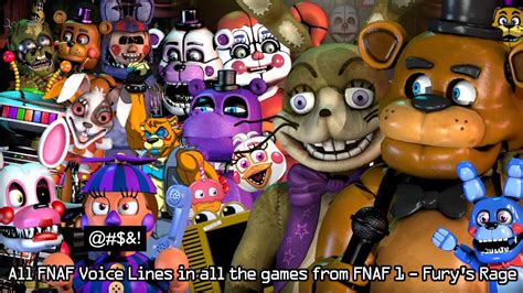 All Five Nights At Freddys Voice Lines From Fnaf 1 Furys Rage