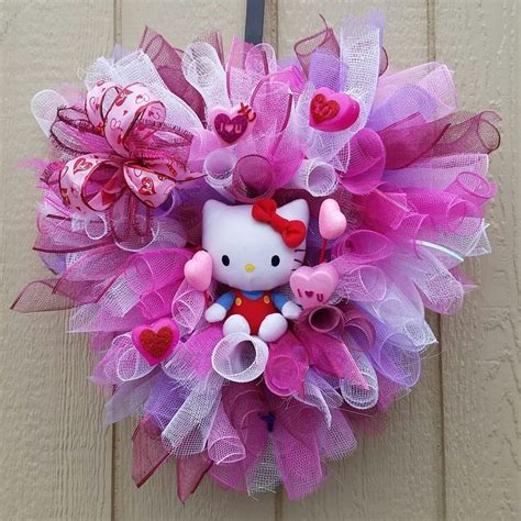 Hello kitty hello kitty holiday. Valentines Day Hello Kitty Wreath Home Office Decor Hello ...