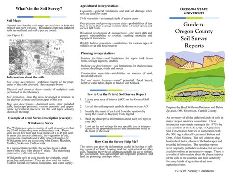 Guide To Oregon County Soil Survey Reports
