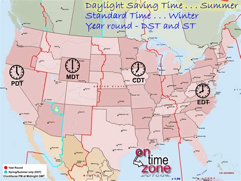 Time Zones For The Usa And North America