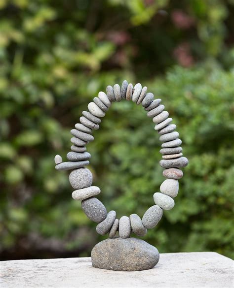 Oval Balanced Stand Rock Cairn Sculpture Natural River Stone Etsy