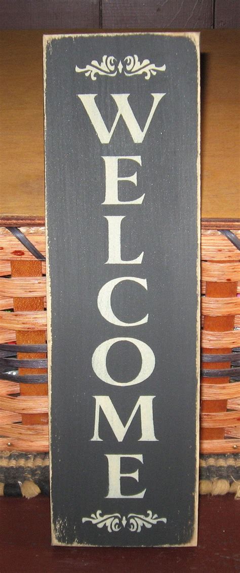 Primitive Country 12 Vertical Welcome Sign Etsy
