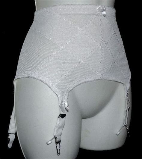 Vintage Crown Ette White Open Bottom Girdle Garter Belt Xl