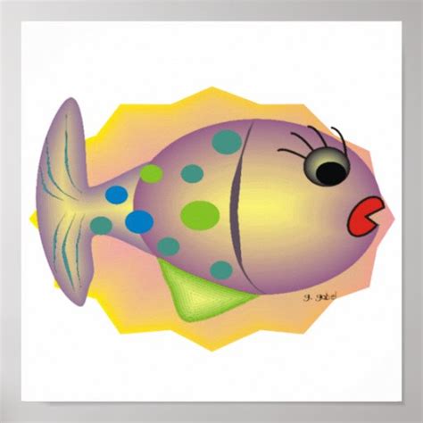 Whimsical Fish Art Poster By Gail Gabel Zazzle