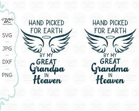 Hand Picked In Heaven Great Grandpa Svg Great Grandma Svg Etsy Uk