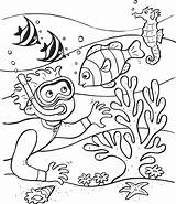 Underwater Scene Drawing Coloring Getdrawings sketch template