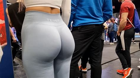 Insane Big Booty With A Great Wedgie In Blue Leggings Candid Premium