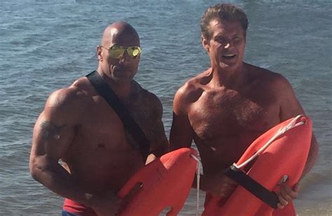 Baywatch Film David Hasselhoff Joins Dwayne Johnson In Photos From The