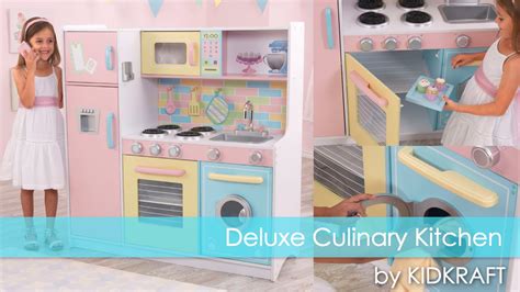 The kidkraft play kitchen with lights & soundsthe kidkraft play kitchen with lights & sounds is a modern approach to playtime. NEW KIDKRAFT DELUXE CULINARY PASTEL WOODEN PLAY KITCHEN ...