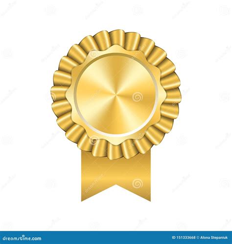 Award Ribbon Gold Icon Golden Medal Design Isolated On White