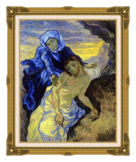Vincent Van Gogh Pieta 11x14 Framed Art Canvas Giclee Print With Museum Ornate Frame W Liner