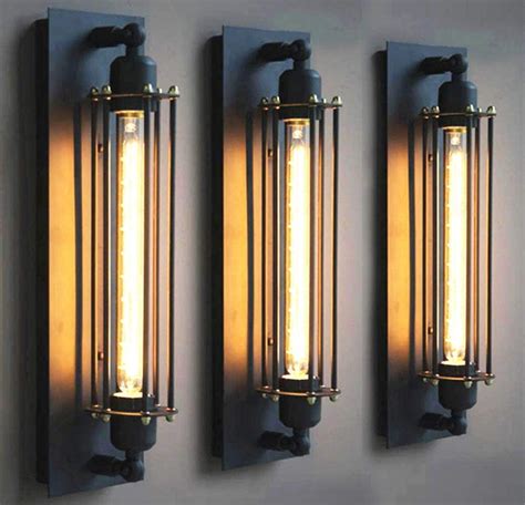 Industrial Wall Sconce E27 Edison Black Vintage Wire Cage Wall Sconce
