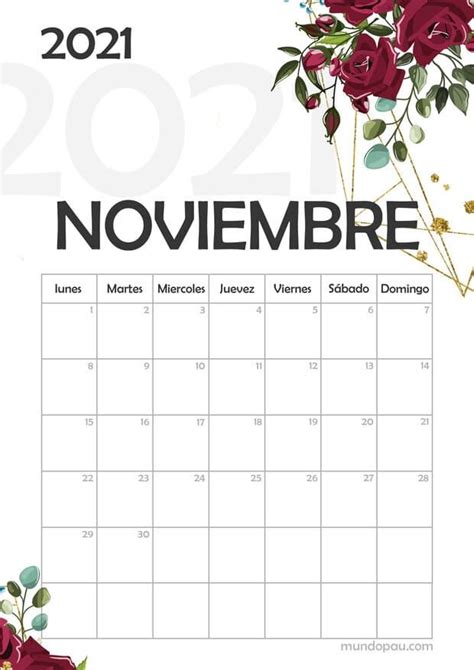 Calendario De Noviembre 2021calendarios2021 Calendario2021