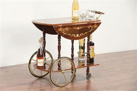 Sold Italian Marquetry Vintage Bar Cart Tea Beverage Or Dessert