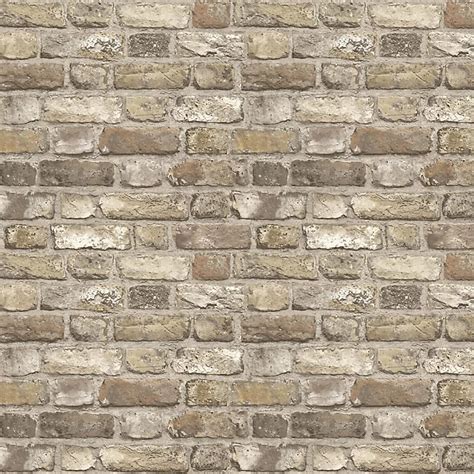 Grandeco Country Neutral Brick Effect Faux Wall Embossed Wallpaper