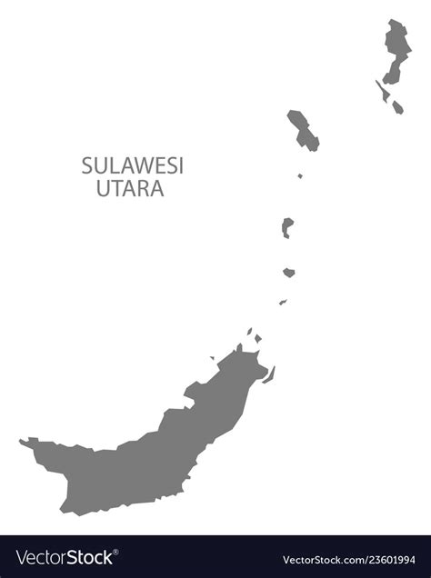 Sulawesi Utara Indonesia Map Grey Royalty Free Vector Image