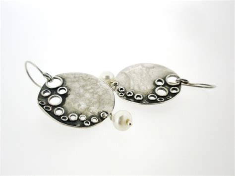 Porans Handcrafted Sterling Silver Earrings Pearl Unique