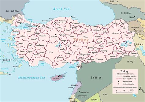 As the map of this country shows, it is washed by four seas: Map Turkey - Travel Europe