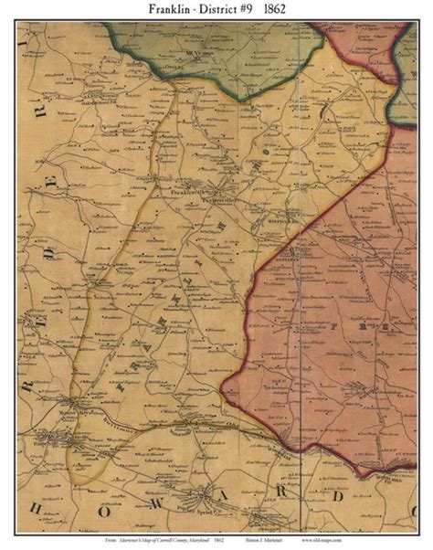 9th District Franklin Maryland 1862 Old Town Map Custom Print